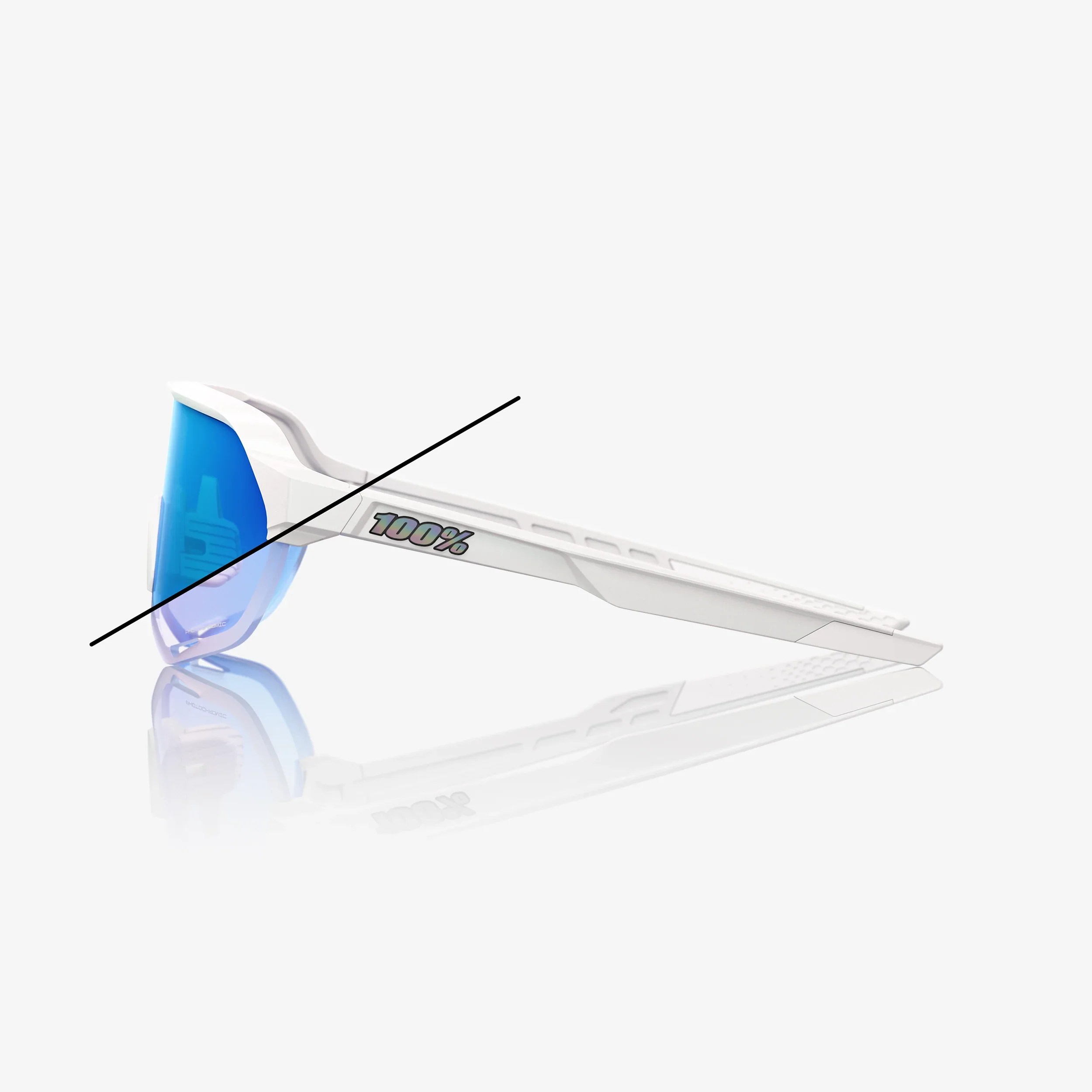100% S2 Bastille LE - Pearl White Glitter- Blue Mirror Photochromic Lens - Image 3