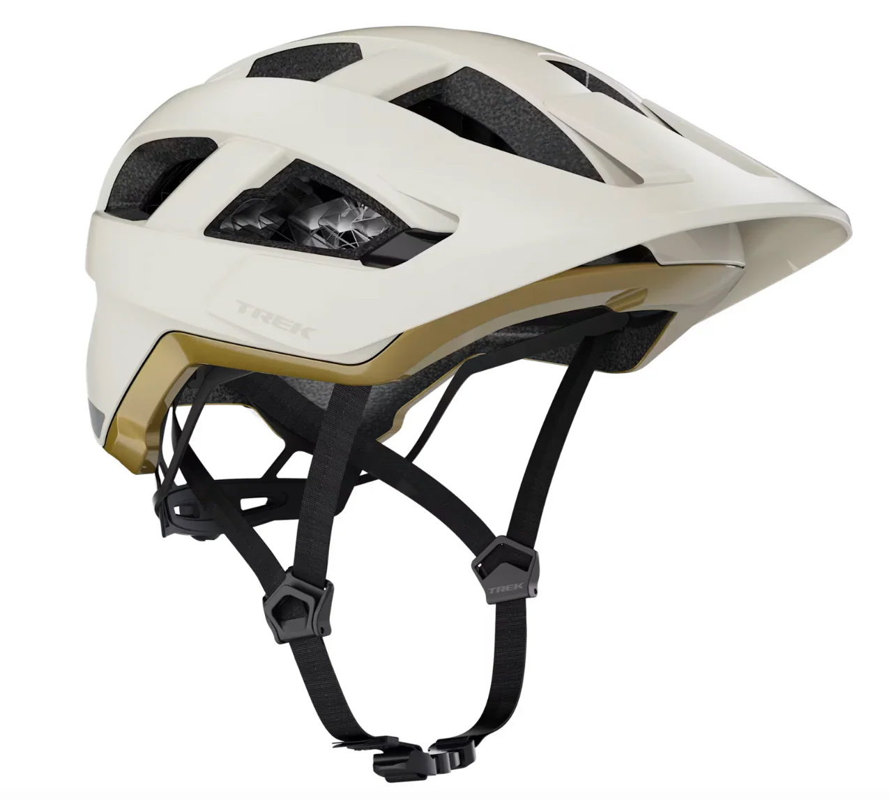 Trek Quantum WaveCel Mountain Bike Helmet- Matte White/ Old style Gold
