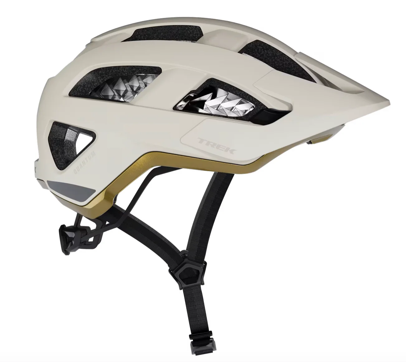 Trek Quantum WaveCel Mountain Bike Helmet- Matte White/ Old style Gold - Image 3